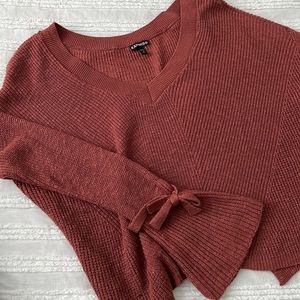 Orangey-Brown Flare Sleeve Sweater